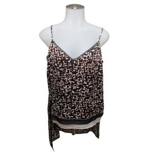 DKNY Camisole Top Womens Medium Multi Color Silk Blend High Low P22526LB Career